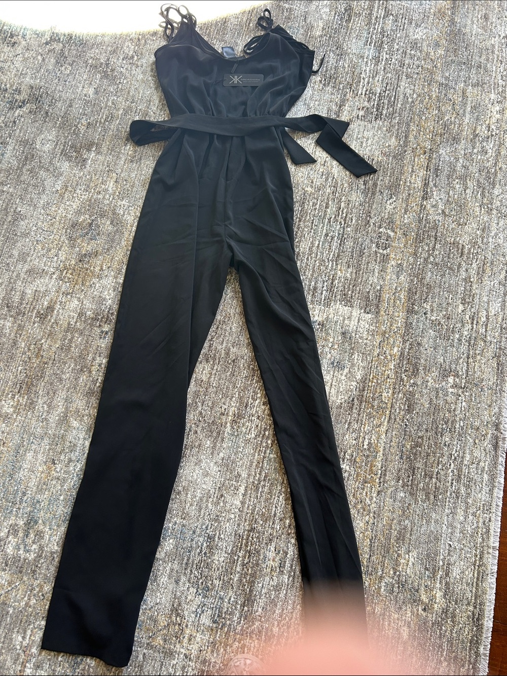 Kardashian Black Tie Waist Jumpsuit Size Small NWT